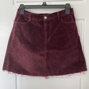 Vestique plum colored corduroy mini skirt